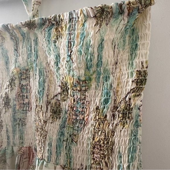 Raya Sun Pastel Yellow Halter Tropical Patterned Sundress Women’s Size XL Vacay - Picture 5 of 16